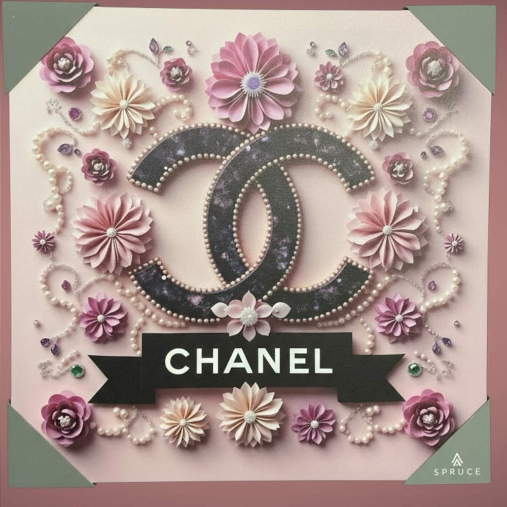 Floral CC Canvas Wall Art Pink Glam Decor